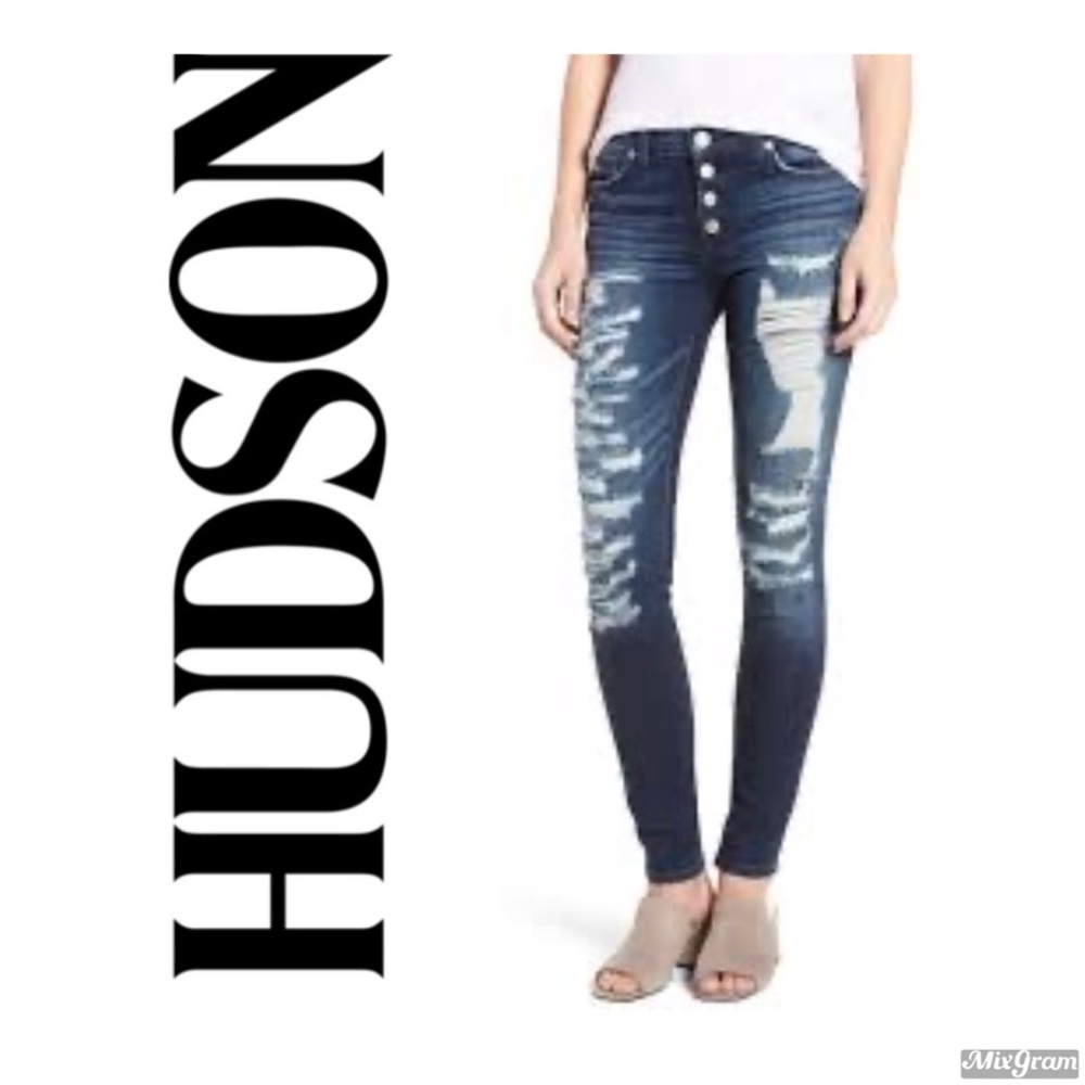 LIKE NEW Hudson Jeans Ciara Super Skinny Exposed Button (sizes 25 & 26)